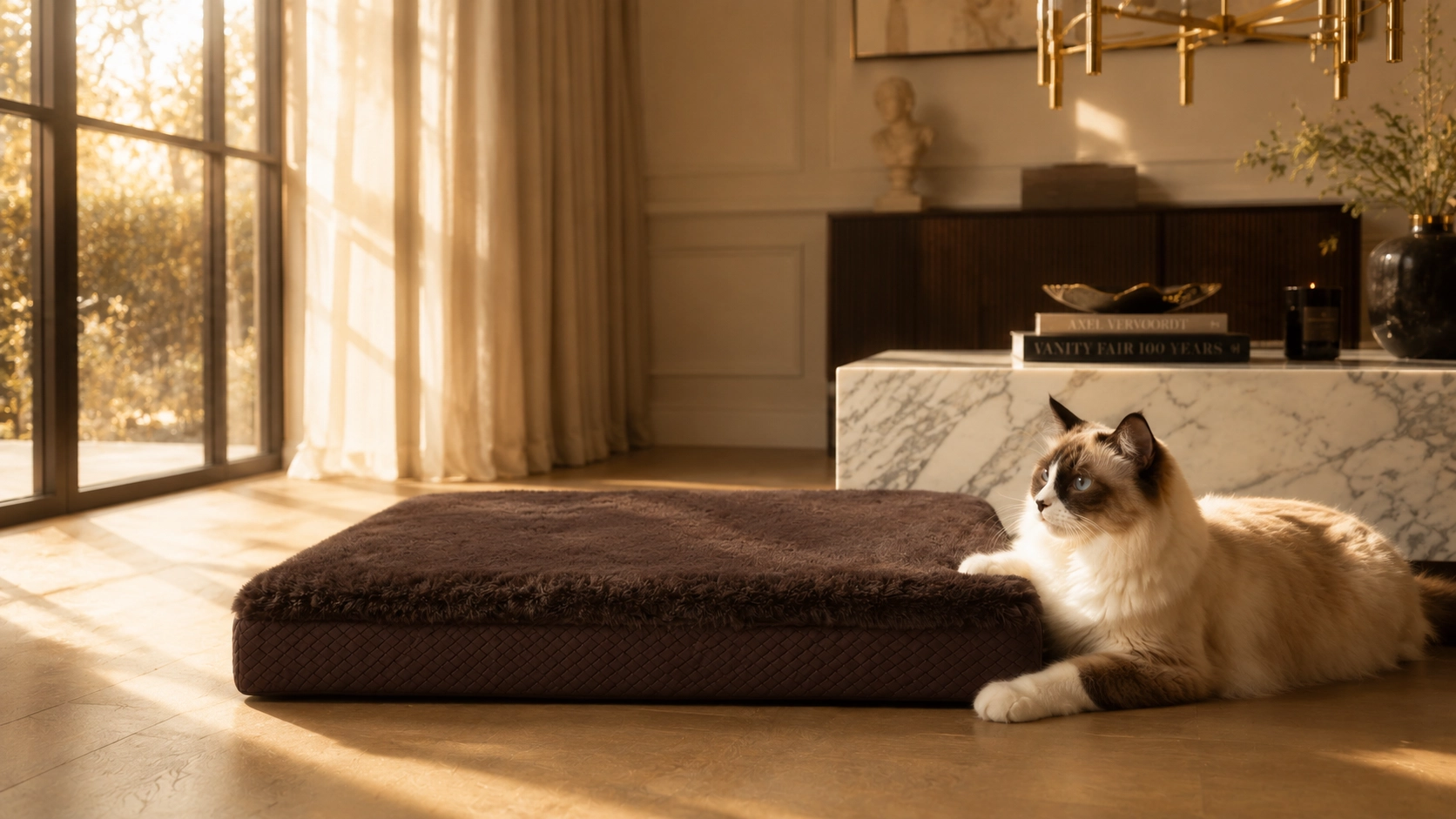 Luxury Leather & Plush Pet Bed · GuardLynx
