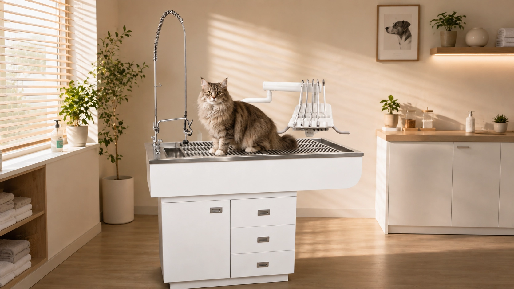 GuardLynx Electric Vet Dental Table · Morning in a Professional Grooming Salon · GuardLynx