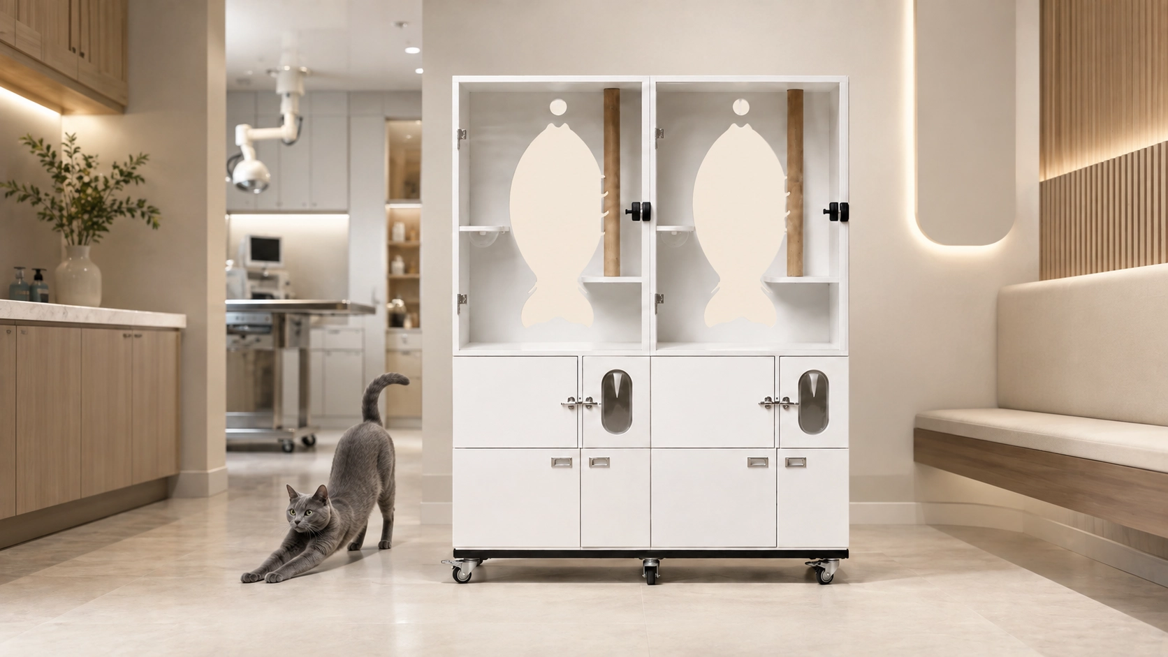 Luxury Cat Condo with Sturdy Steel Frame · Quiet Caster Wheels · GuardLynx