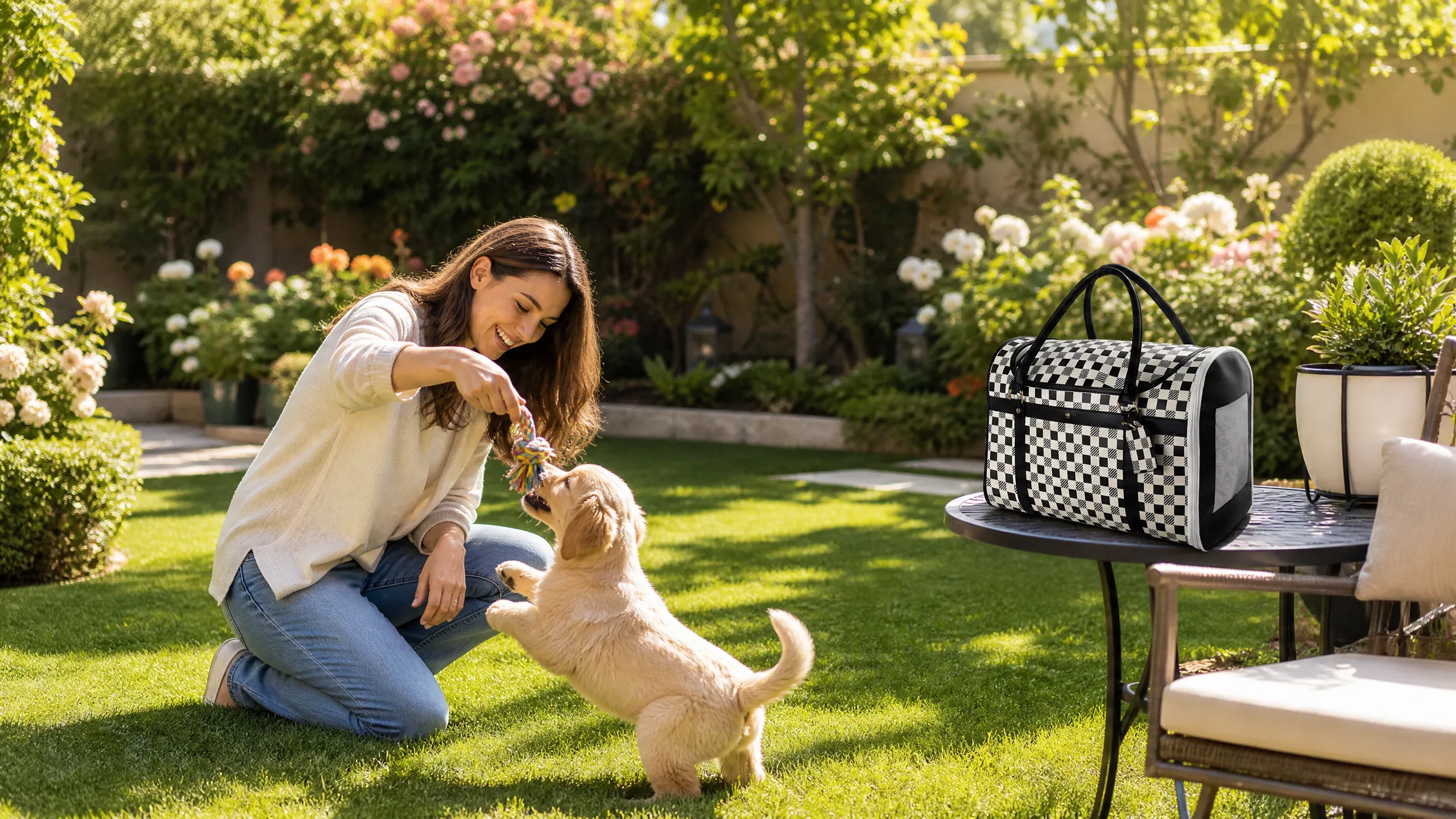 GuardHound Luxury Multi-Function Pet Travel Bag · Afternoon Park Visit · GuardHound DOG