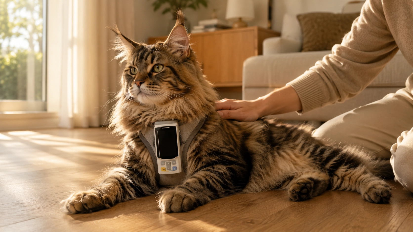 GuardLynx Pet Vital Signs Monitor · Morning Light with Golden Retriever · GuardLynx