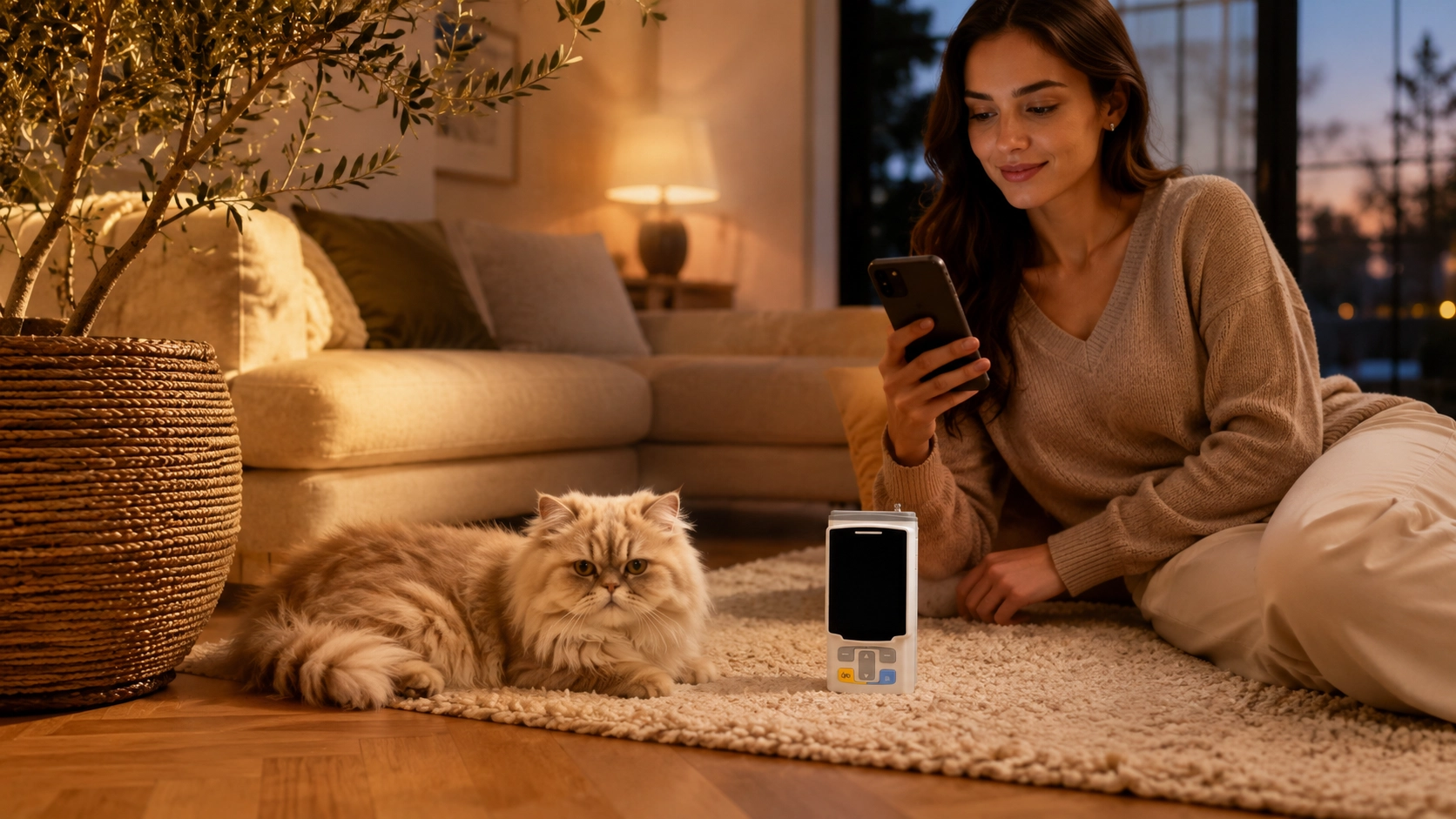 GuardLynx Pet Vital Signs Monitor · Evening Cuddle with French Bulldog · GuardLynx