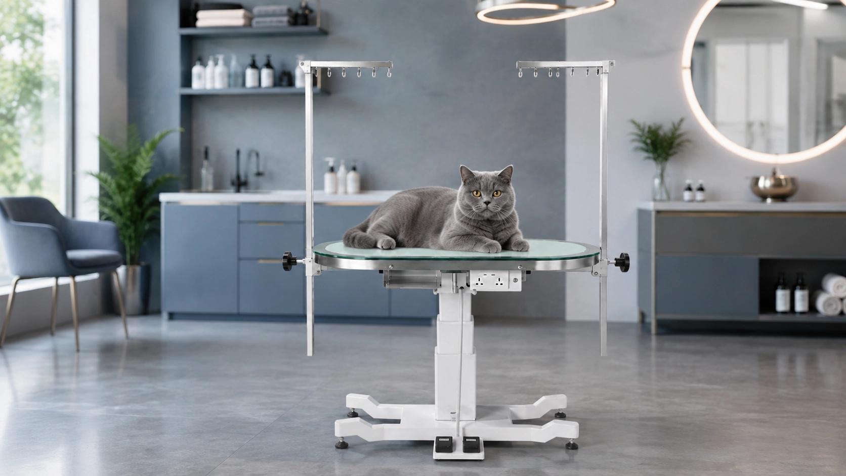 Luxury Lift Grooming Table with LED Light · Safety Anti-Pinch · GuardLynx