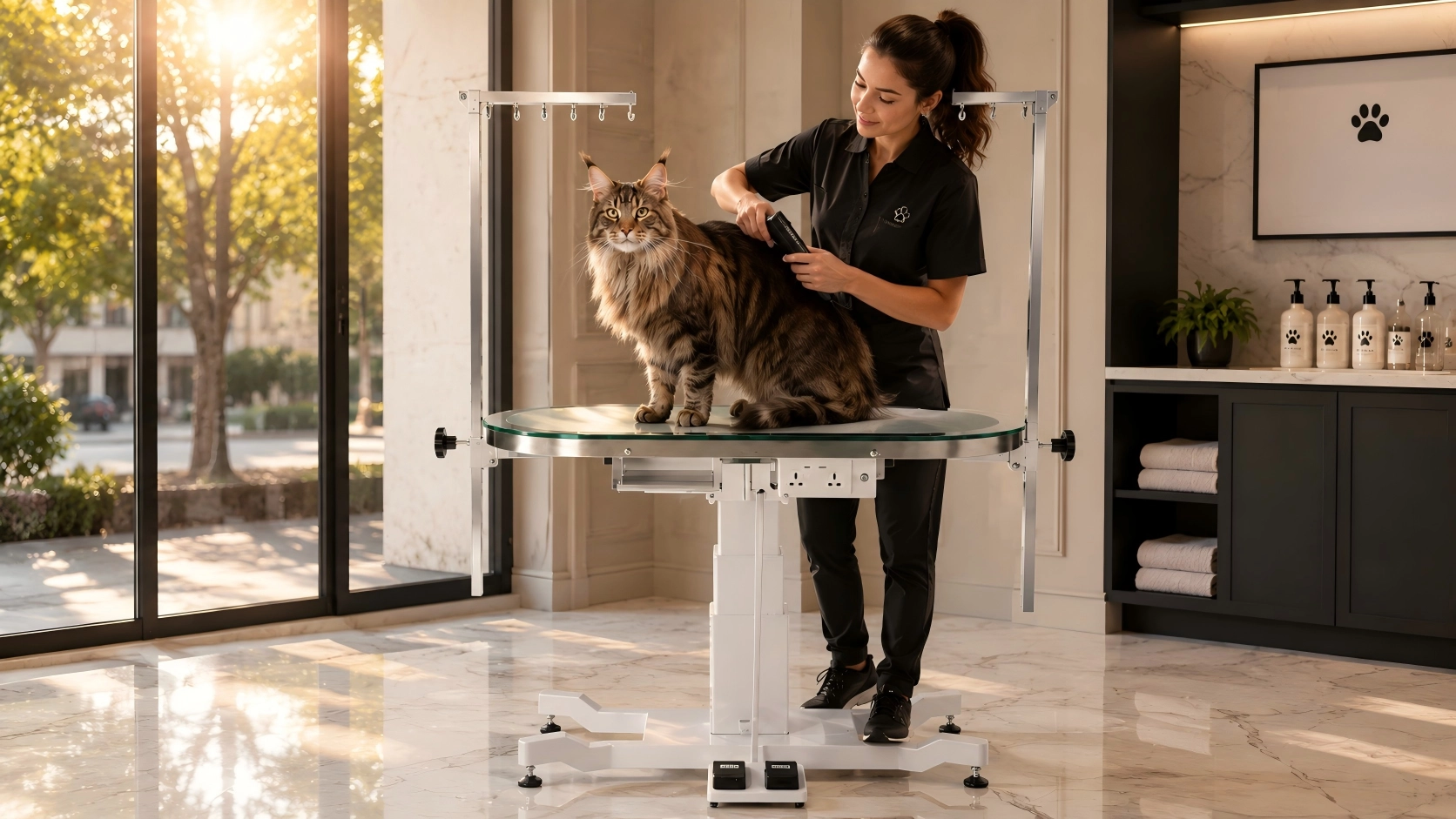 Luxury Lift Grooming Table with LED Light · Morning Professional Grooming · GuardLynx