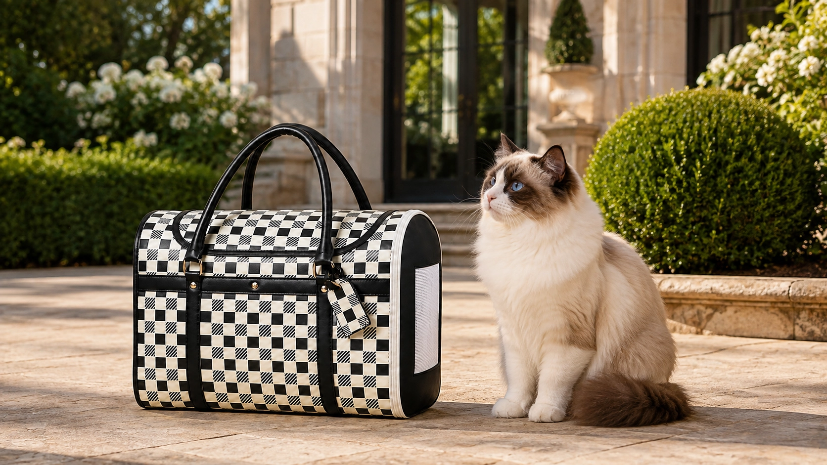 Premium Leather Cat Carrier Handbag · Breathable Mesh Windows · GuardLynx