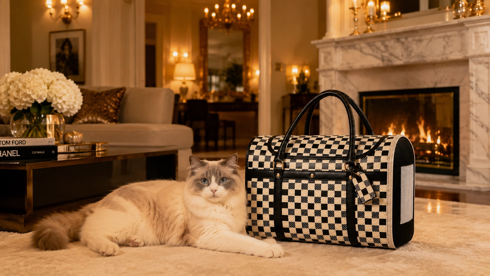 Premium Leather Cat Carrier Handbag · Dusk Companionship · GuardLynx