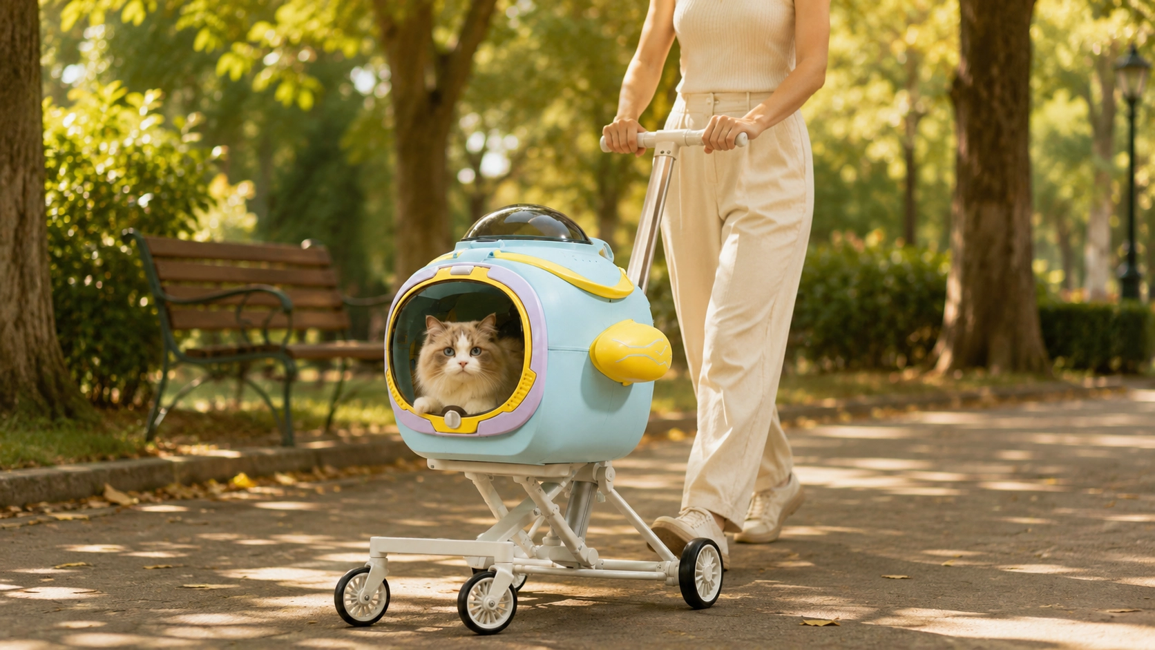 AeroLynx Aluminum Cat Backpack & Stroller · Afternoon Stroll in the Park · GuardLynx