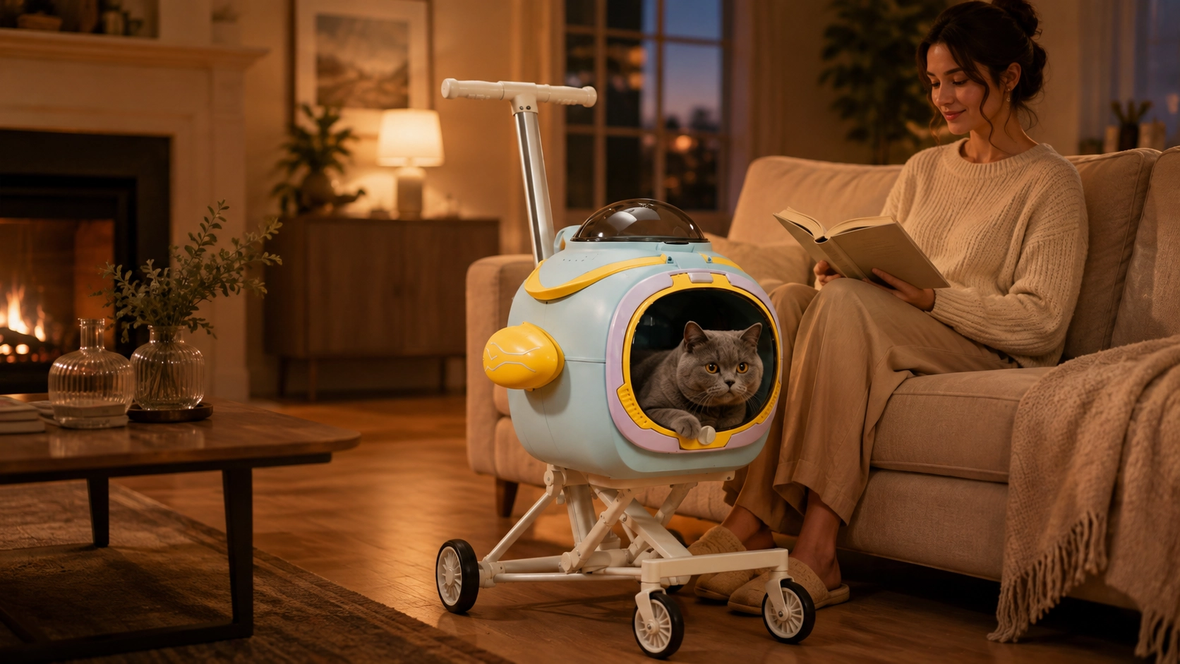 AeroLynx Aluminum Cat Backpack & Stroller · Evening Retreat in the Living Room · GuardLynx