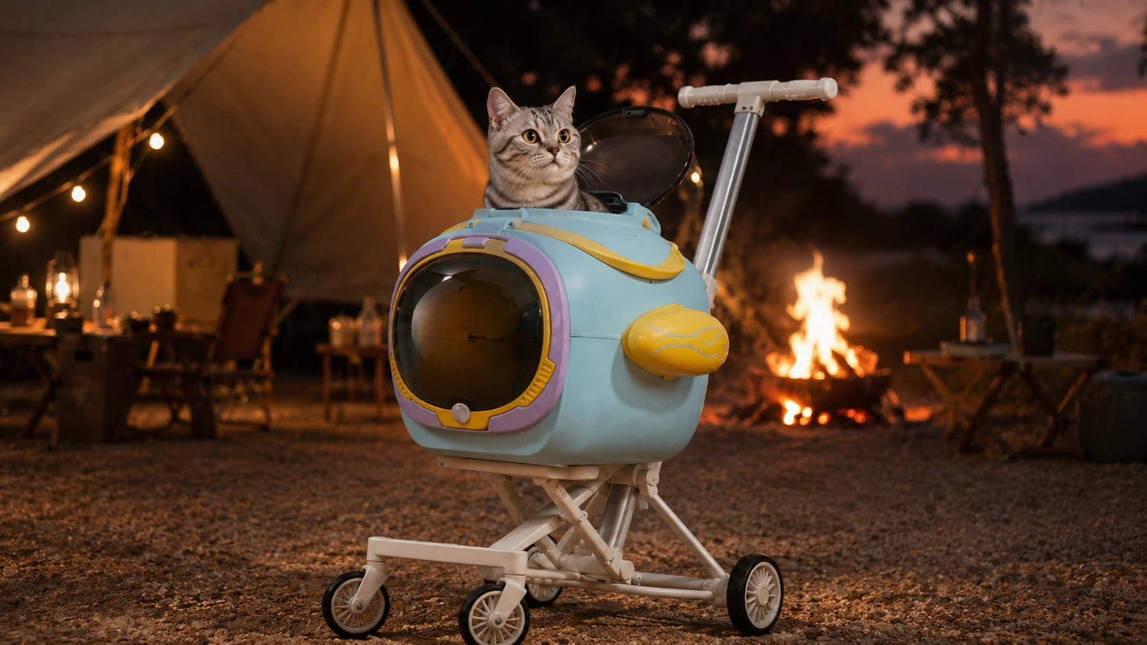 AeroLynx Aluminum Cat Backpack & Stroller · Camping Break Under the Stars · GuardLynx