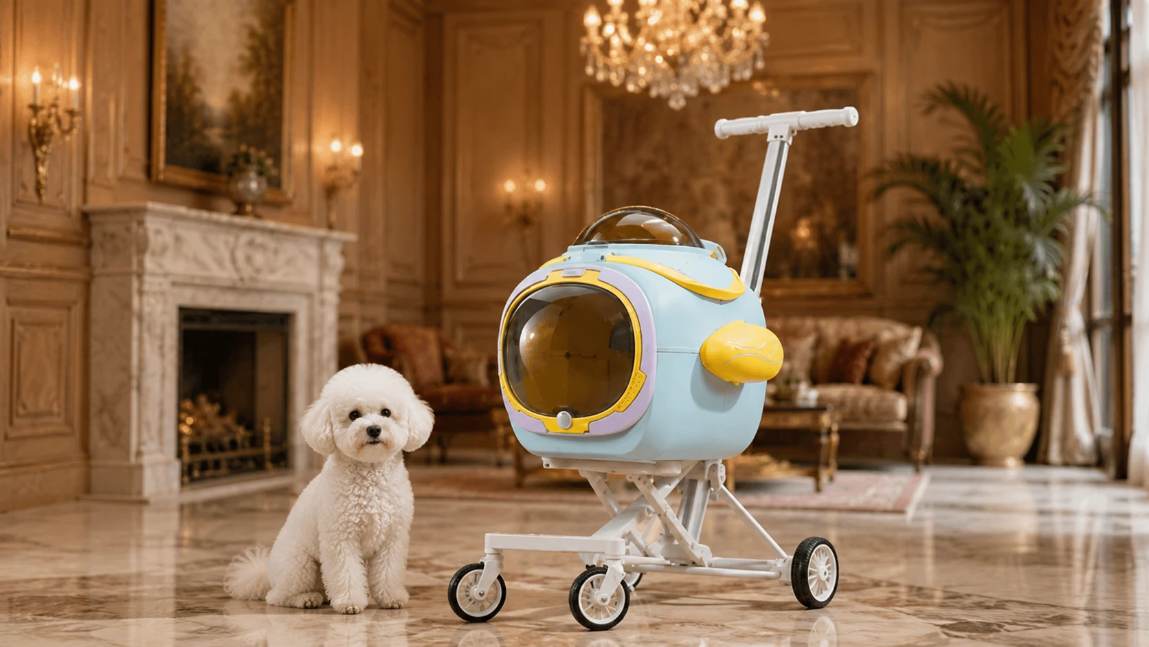 Aircraft-Style Aluminum Pet Stroller with Fan · GuardHound DOG