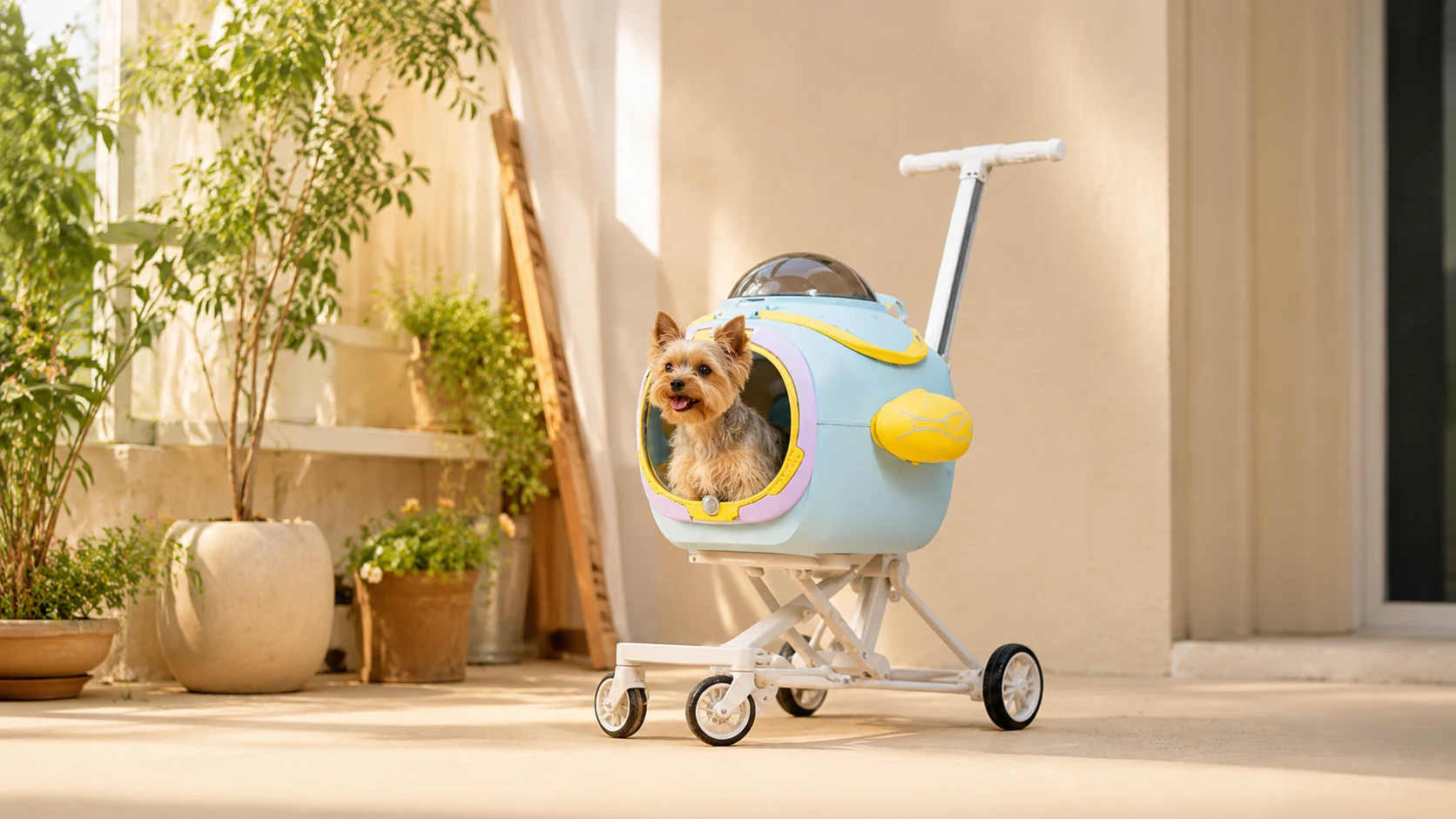 Aircraft-Style Aluminum Pet Stroller with Fan · Breathable Mesh Windows · GuardHound DOG