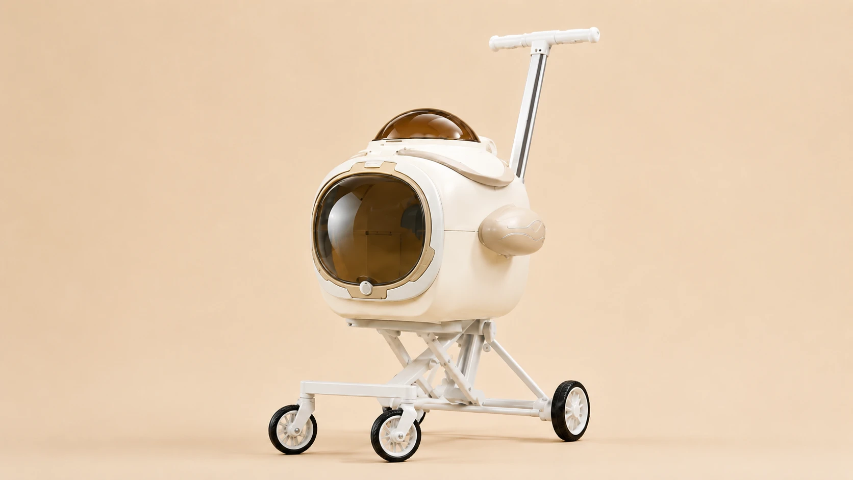 Aircraft-Style Aluminum Pet Stroller with Fan · Warm Sand Beige · GuardHound DOG