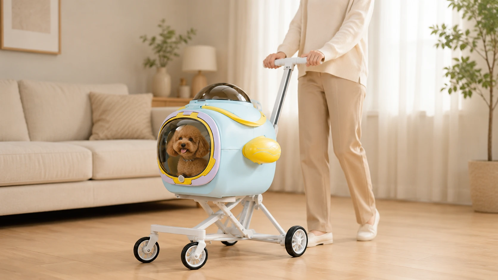 Aircraft-Style Aluminum Pet Stroller with Fan · Morning Patio Coffee · GuardHound DOG