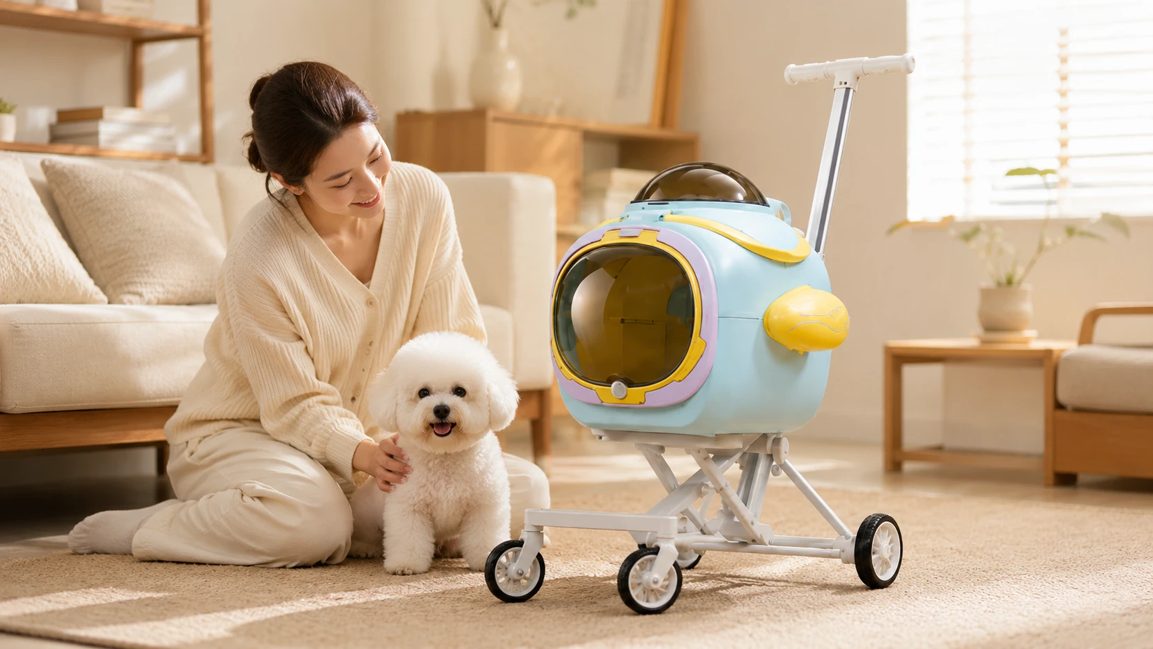Aircraft-Style Aluminum Pet Stroller with Fan · Evening Park Stroll · GuardHound DOG