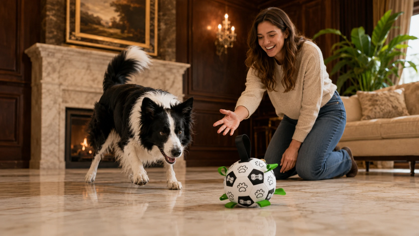 Durable Interactive Squeaky Ball for Dogs · Morning Light Encounter · GuardHound DOG