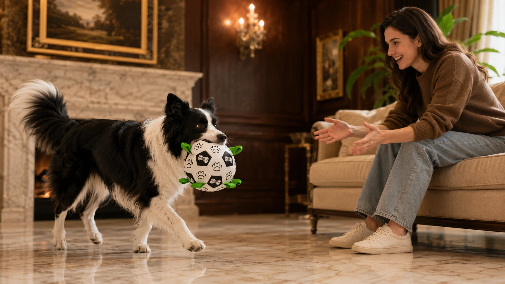 Durable Interactive Squeaky Ball for Dogs · Evening Focus · GuardHound DOG
