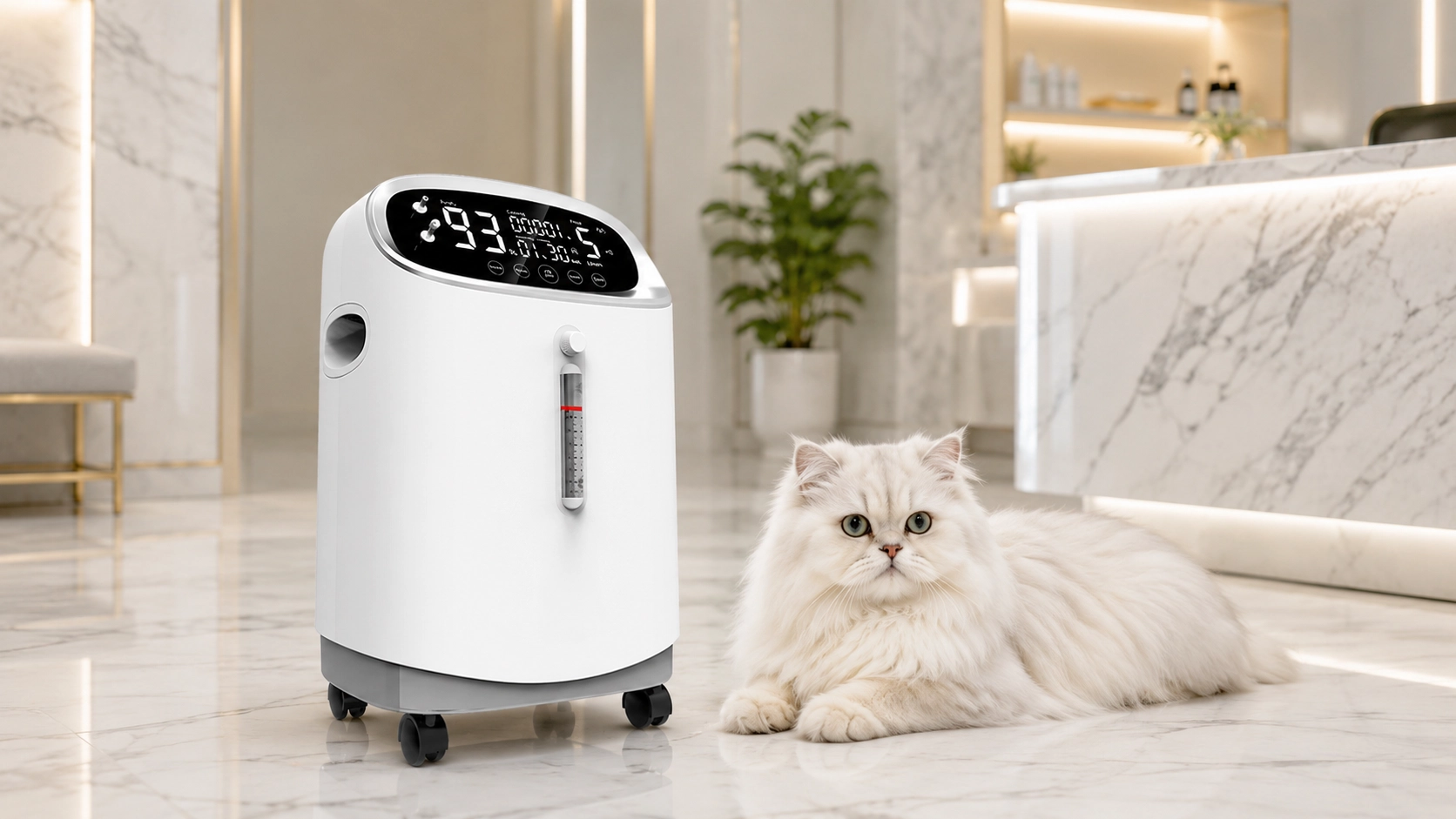 Smart 5L Pet Oxygen Concentrator · 静音运行 · GuardLynx