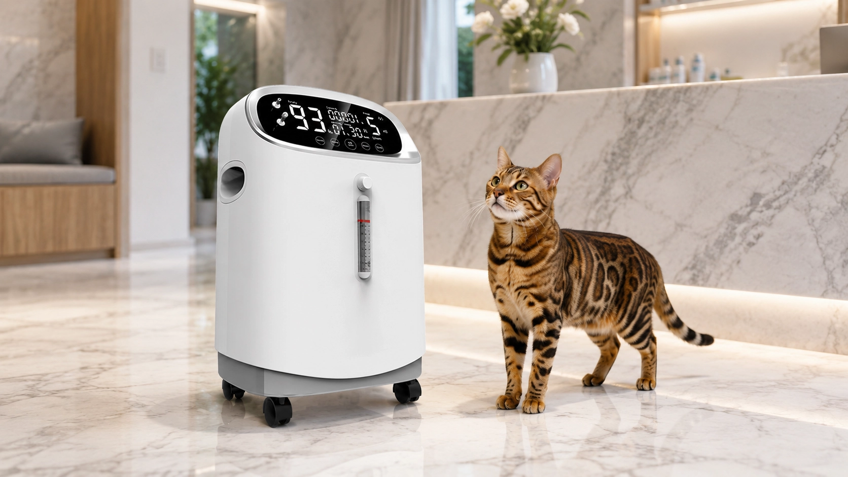 Smart 5L Pet Oxygen Concentrator · 医用级材质 · GuardLynx