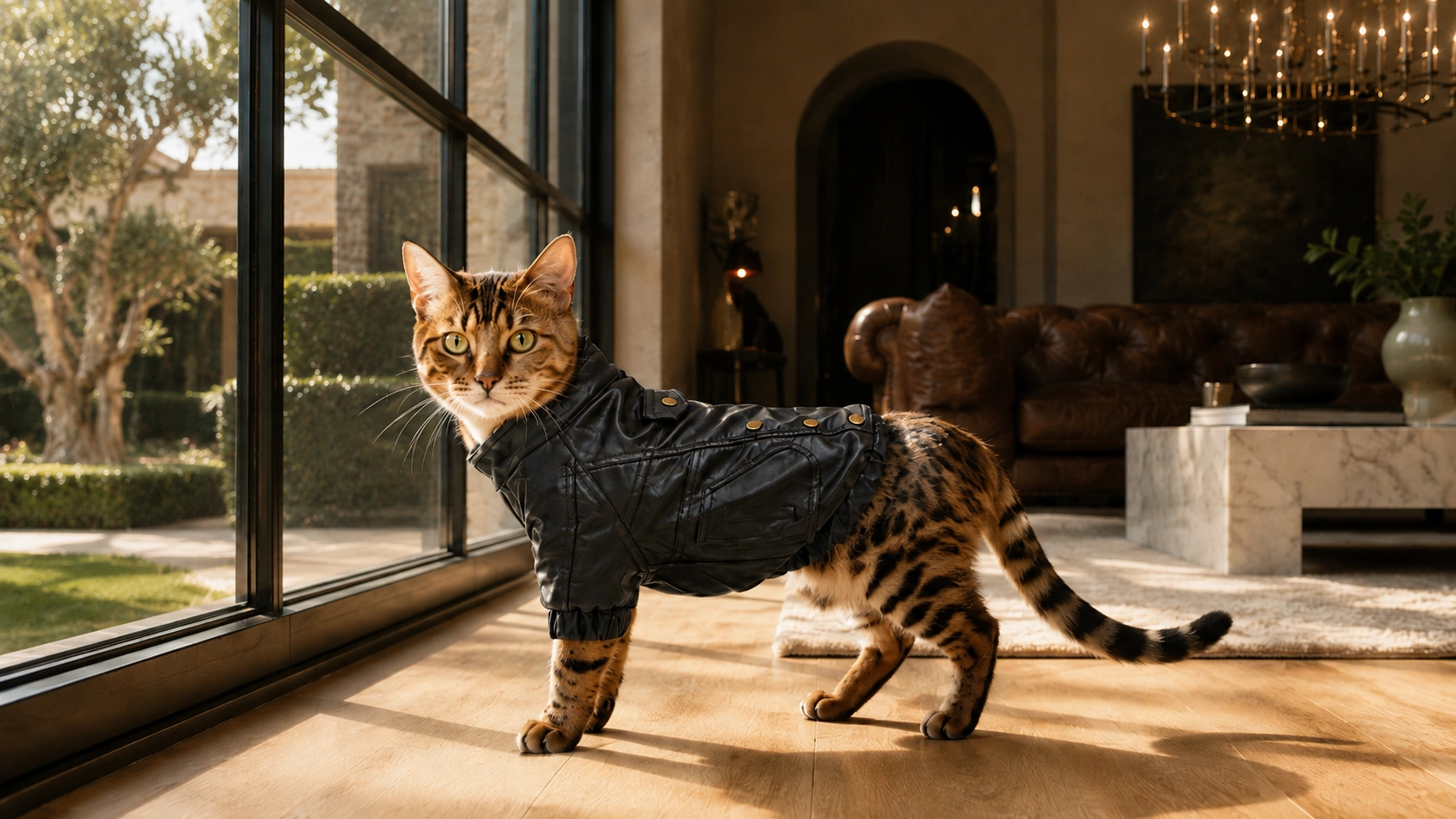 Rebel Rider Pet Leather Jacket · Onyx Black · GuardLynx