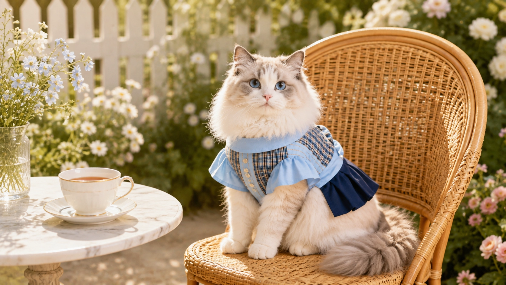 GuardLynx British Plaid Cotton Cat Apparel · Garden Tea Time · GuardLynx