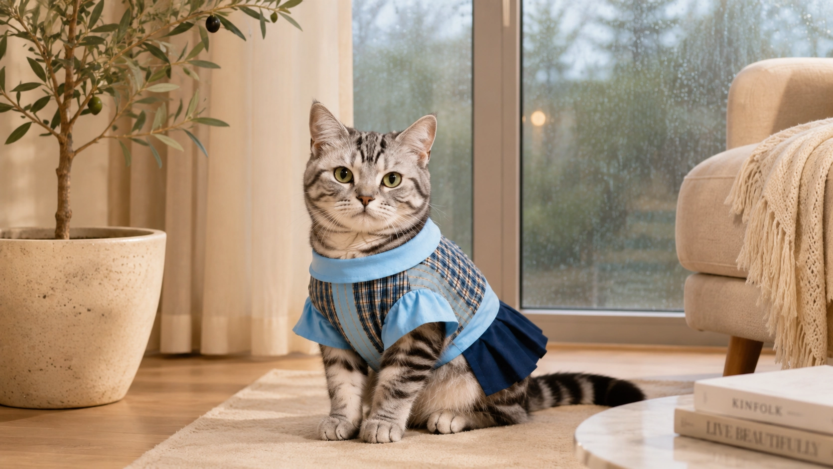 GuardLynx British Plaid Cotton Cat Apparel · Rainy Day Indoors · GuardLynx