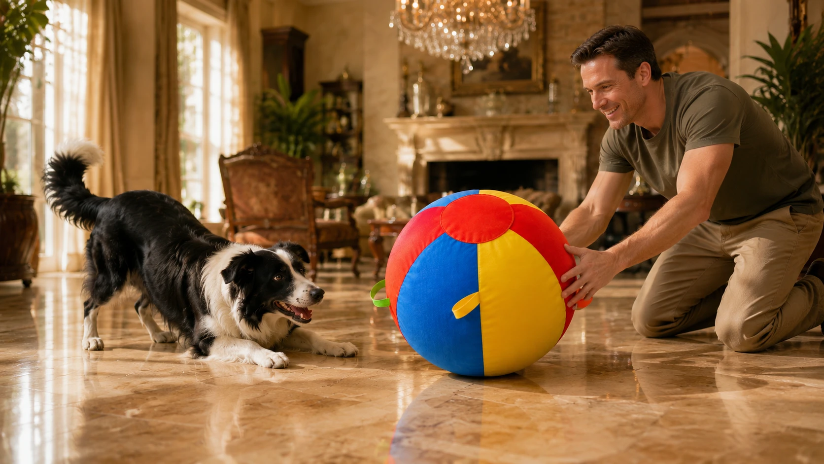 Interactive Smart Dog Ball with LED · Morning Playtime · GuardHound DOG