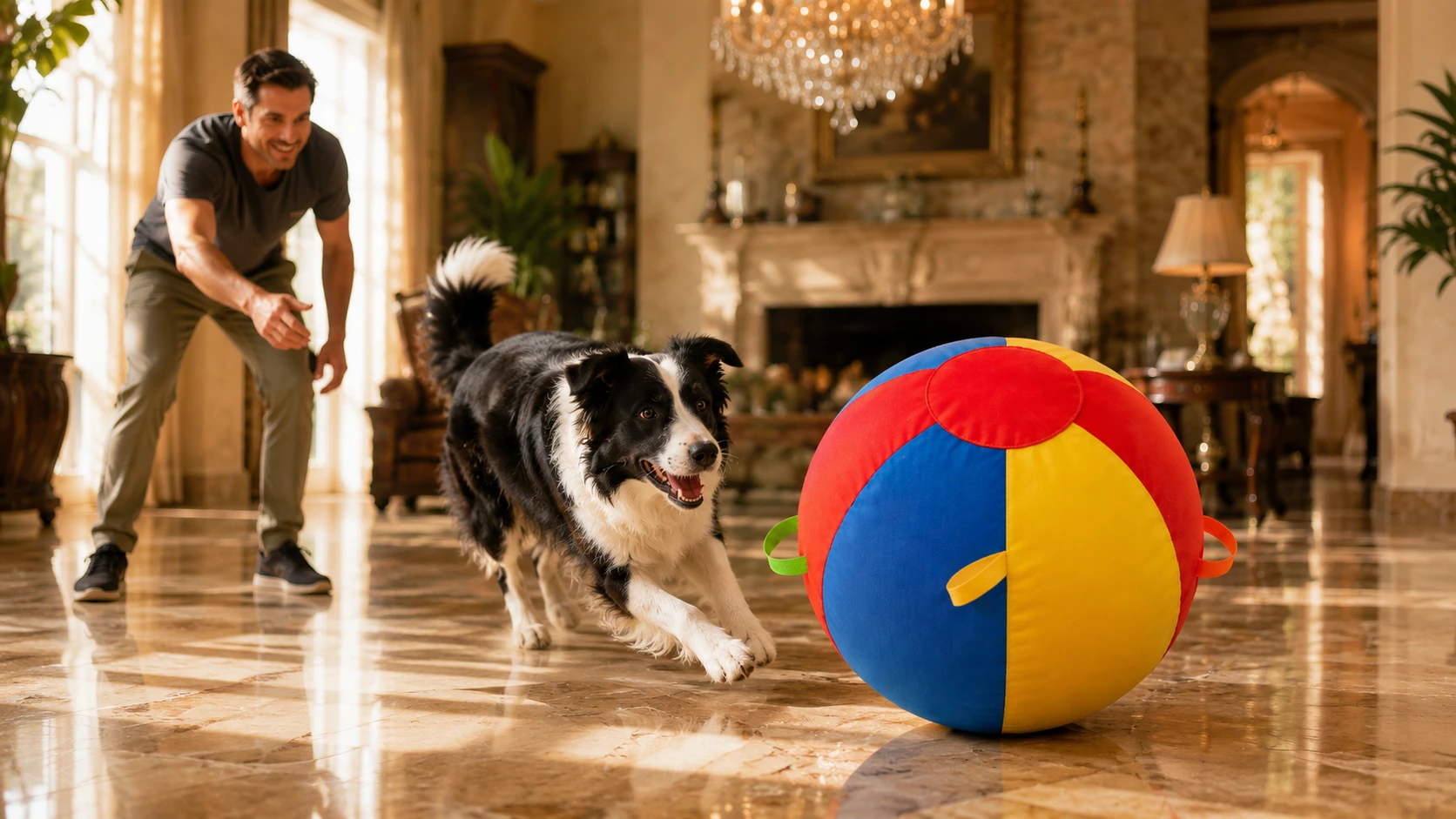 Interactive Smart Dog Ball with LED · Afternoon Engagement · GuardHound DOG