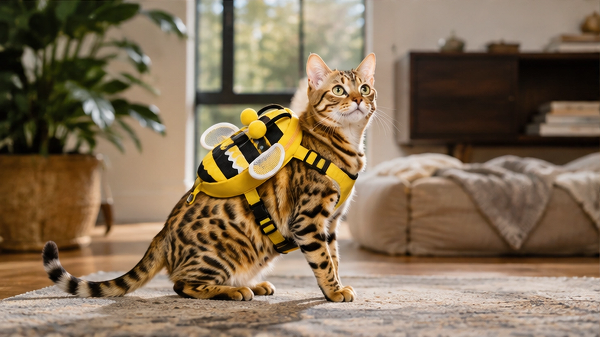 Little Bee Backpack Cat Harness with Leash · Fast-Release Buckle Design · GuardLynx