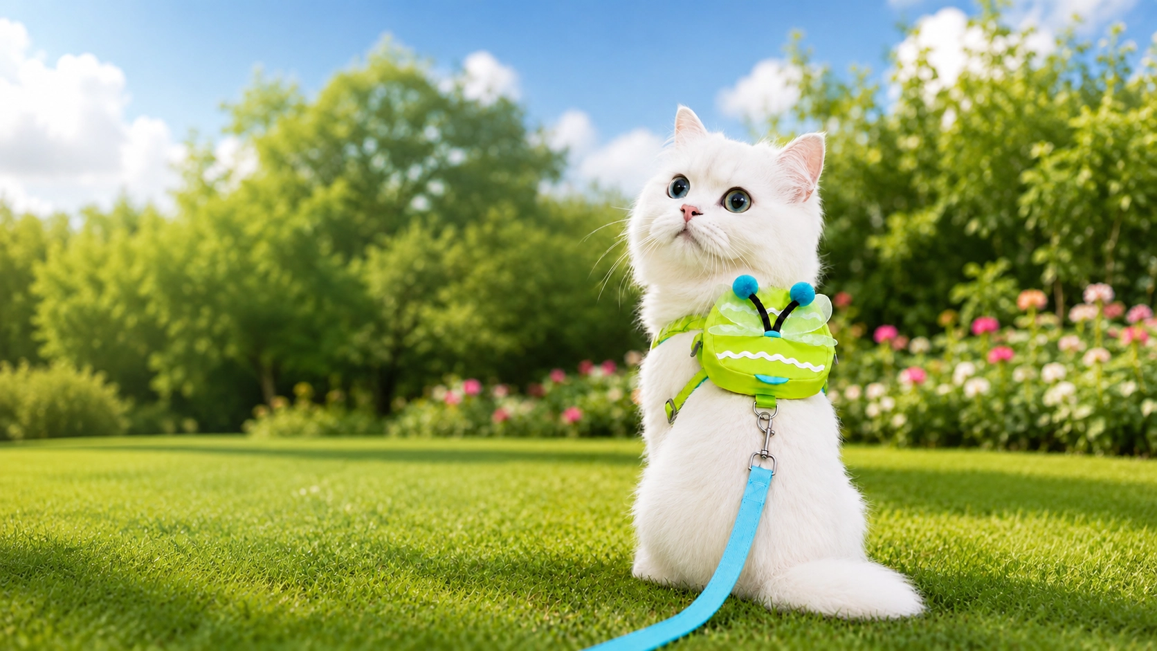 Little Bee Backpack Cat Harness with Leash · Dragonfly Green · GuardLynx