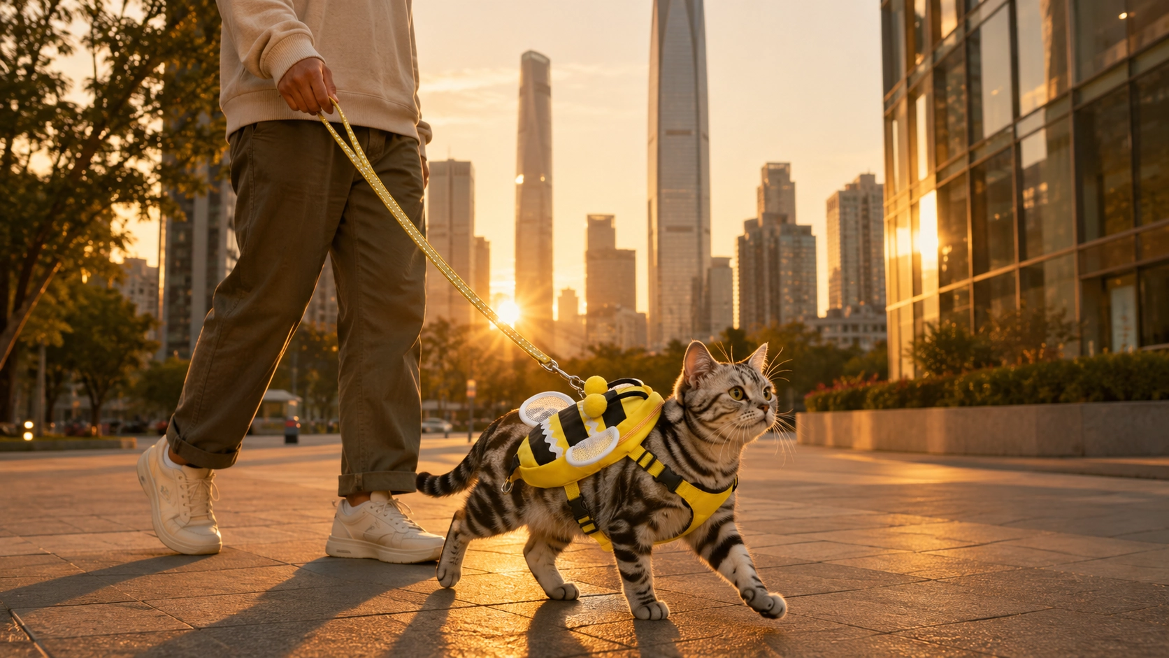 Little Bee Backpack Cat Harness with Leash · Evening City Stroll · GuardLynx