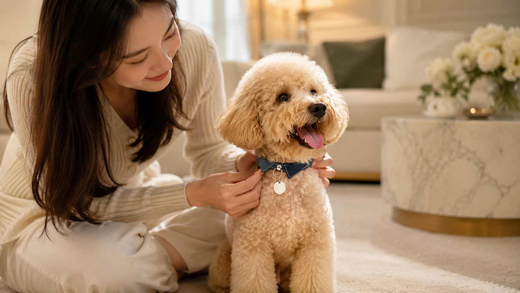 Gentleman's Bow Tie Leather Dog Collar · Morning Light Elegance · GuardHound DOG