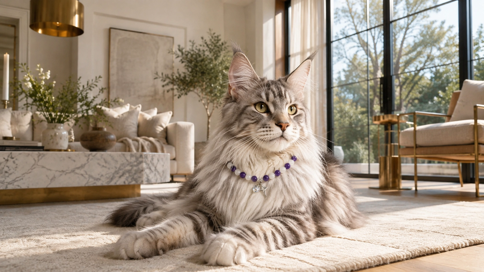 Luxury Gemstone Pet Necklace with Secure Clasp · Natural Gemstones · GuardLynx