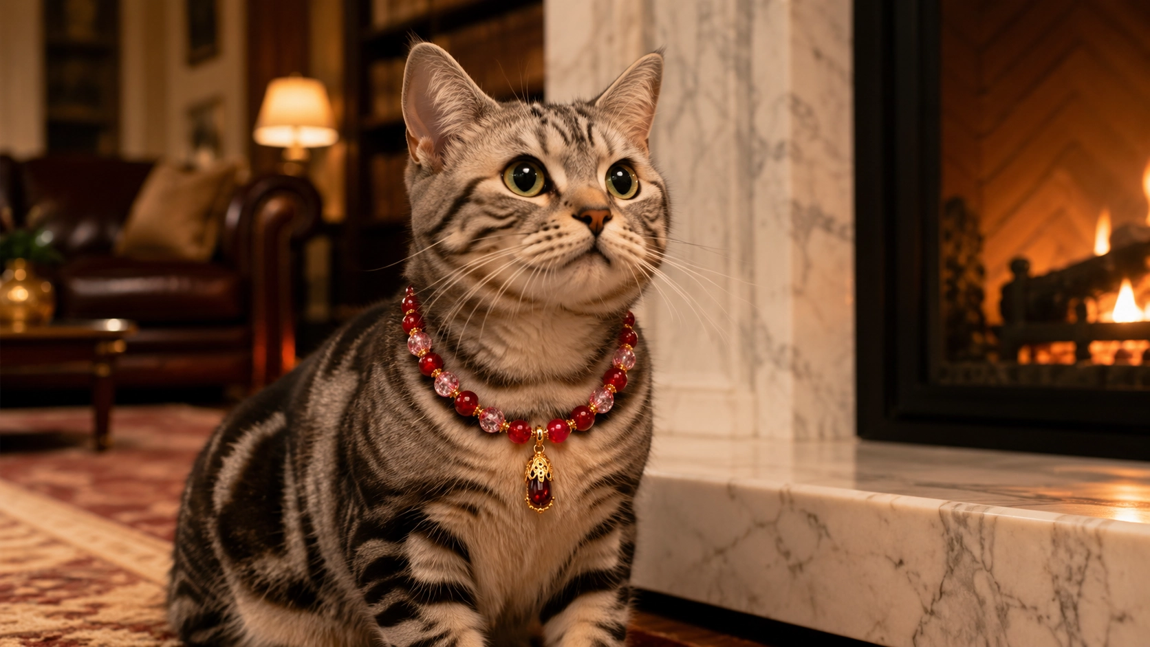 Luxury Gemstone Pet Necklace with Secure Clasp · Evening American Shorthair · GuardLynx