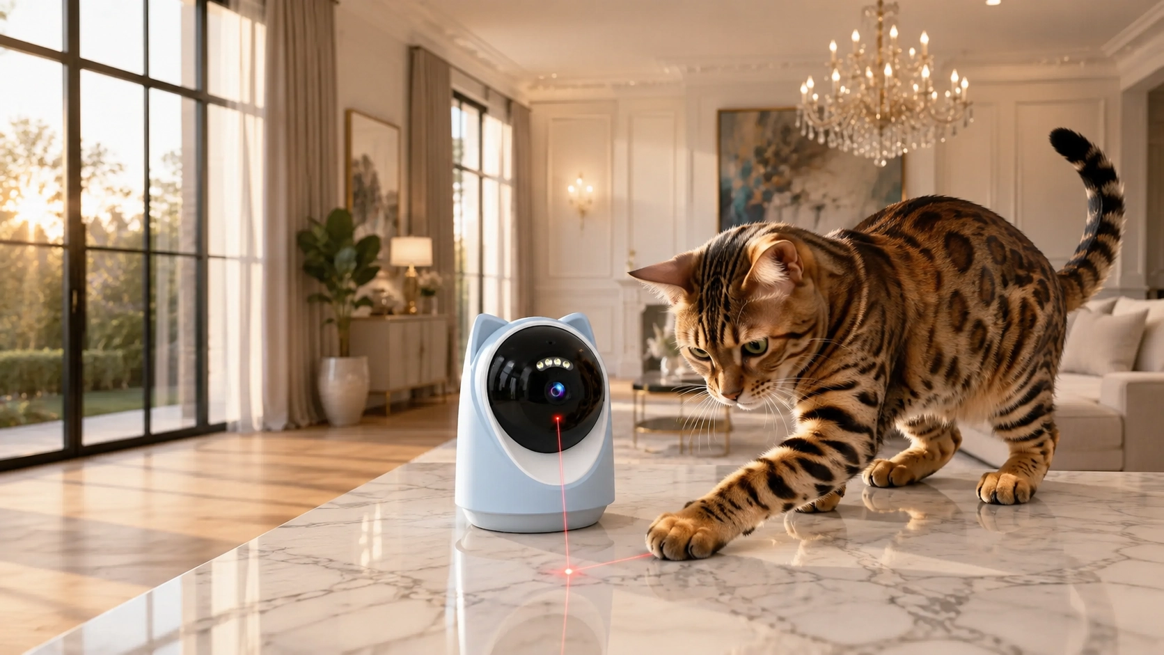 Cat Ear AI Laser Pet Camera with Interactive Tracking · GuardLynx