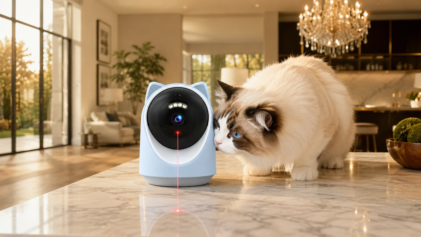 Cat Ear AI Laser Pet Camera with Interactive Tracking · Cat Ear Design · GuardLynx