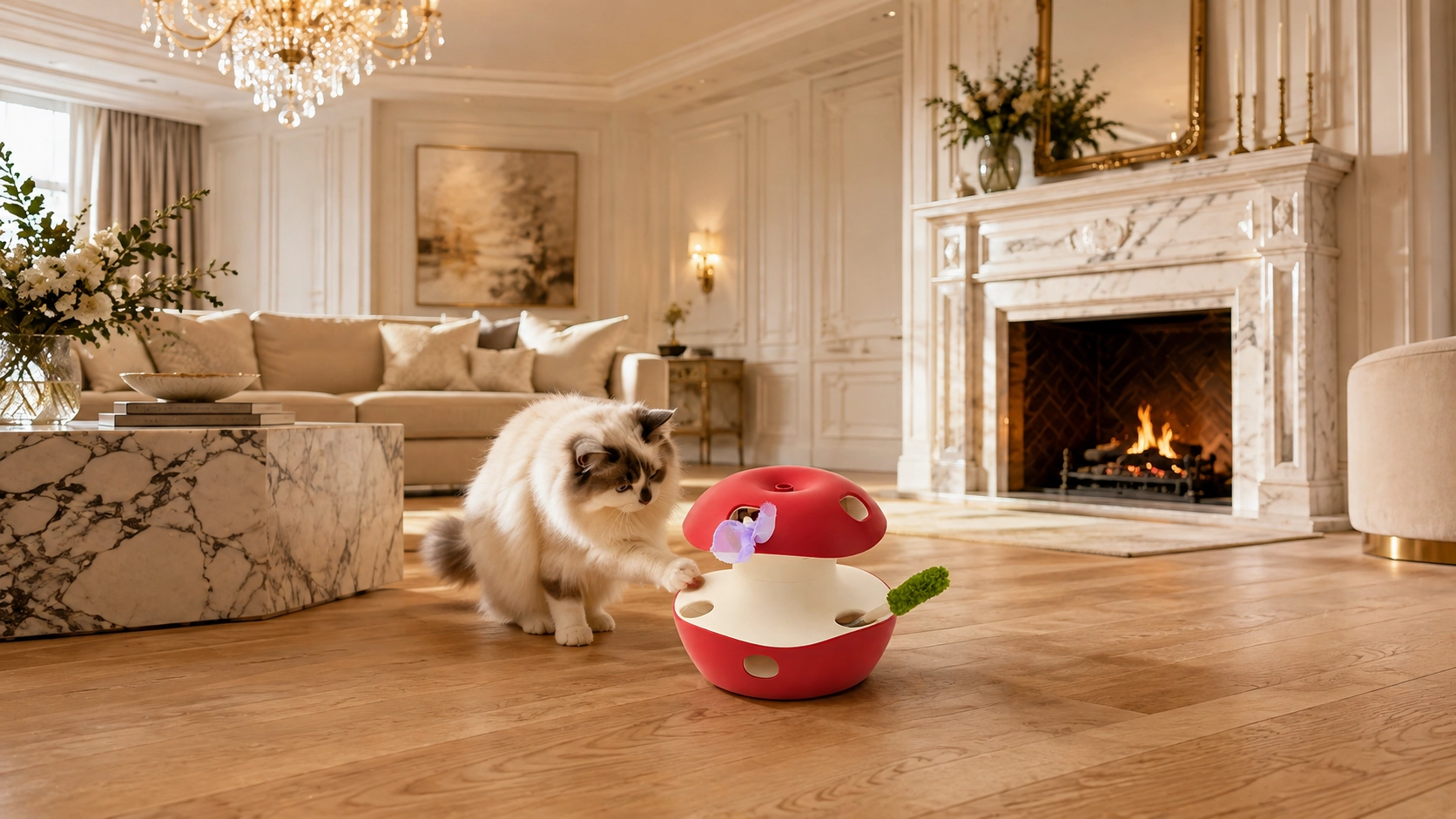 Apple-Shaped Interactive Cat Toy with Feathers · Detail image 1 · GuardLynx
