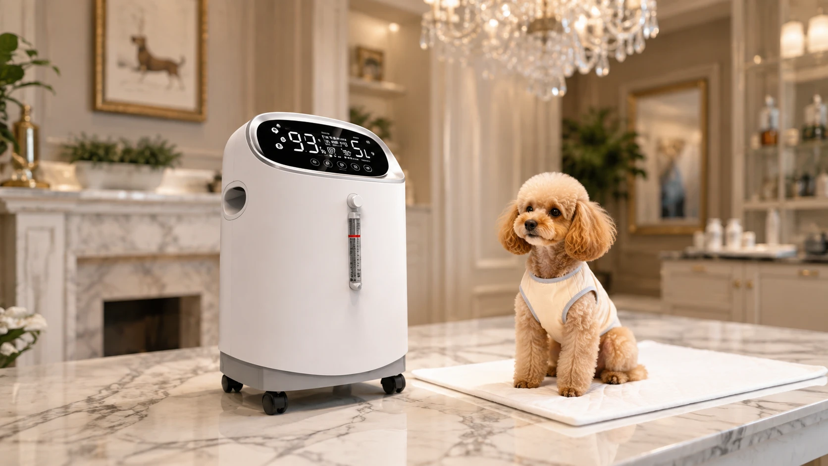 GuardHound 5L Pet Oxygen Concentrator · High-Flow Oxygen Delivery · GuardHound DOG