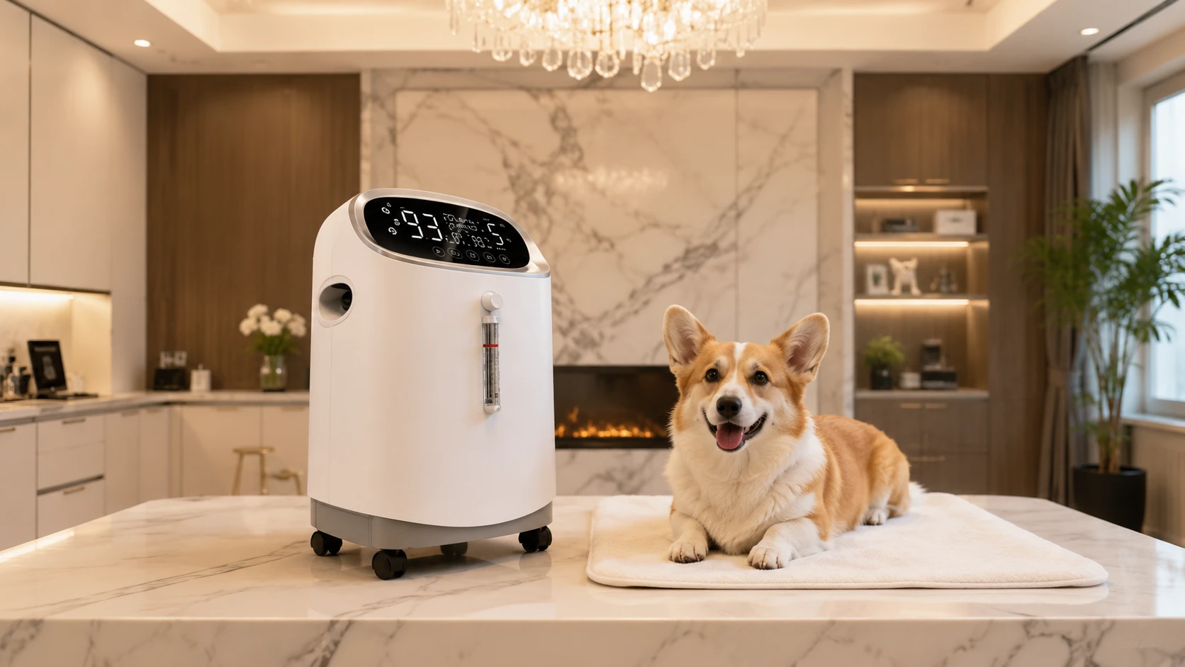 GuardHound 5L Pet Oxygen Concentrator · Precision Oxygen Purity · GuardHound DOG