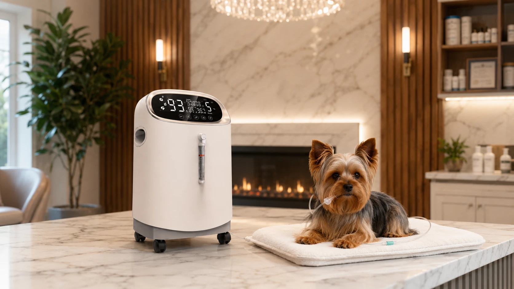 GuardHound 5L Pet Oxygen Concentrator · Simple Digital Controls · GuardHound DOG