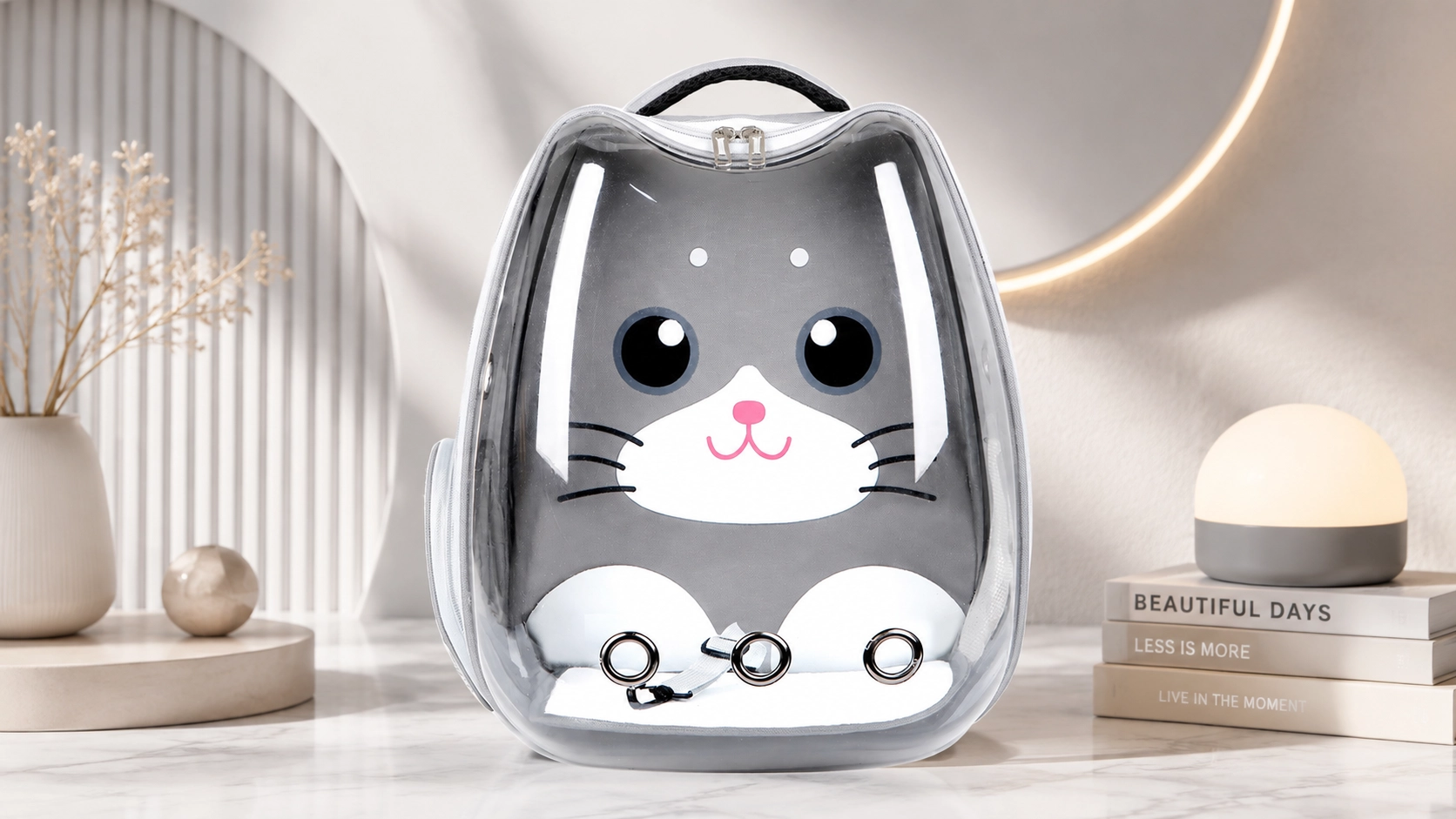 Transparent Cartoon Cat Backpack Carrier · Cloud Gray · GuardLynx