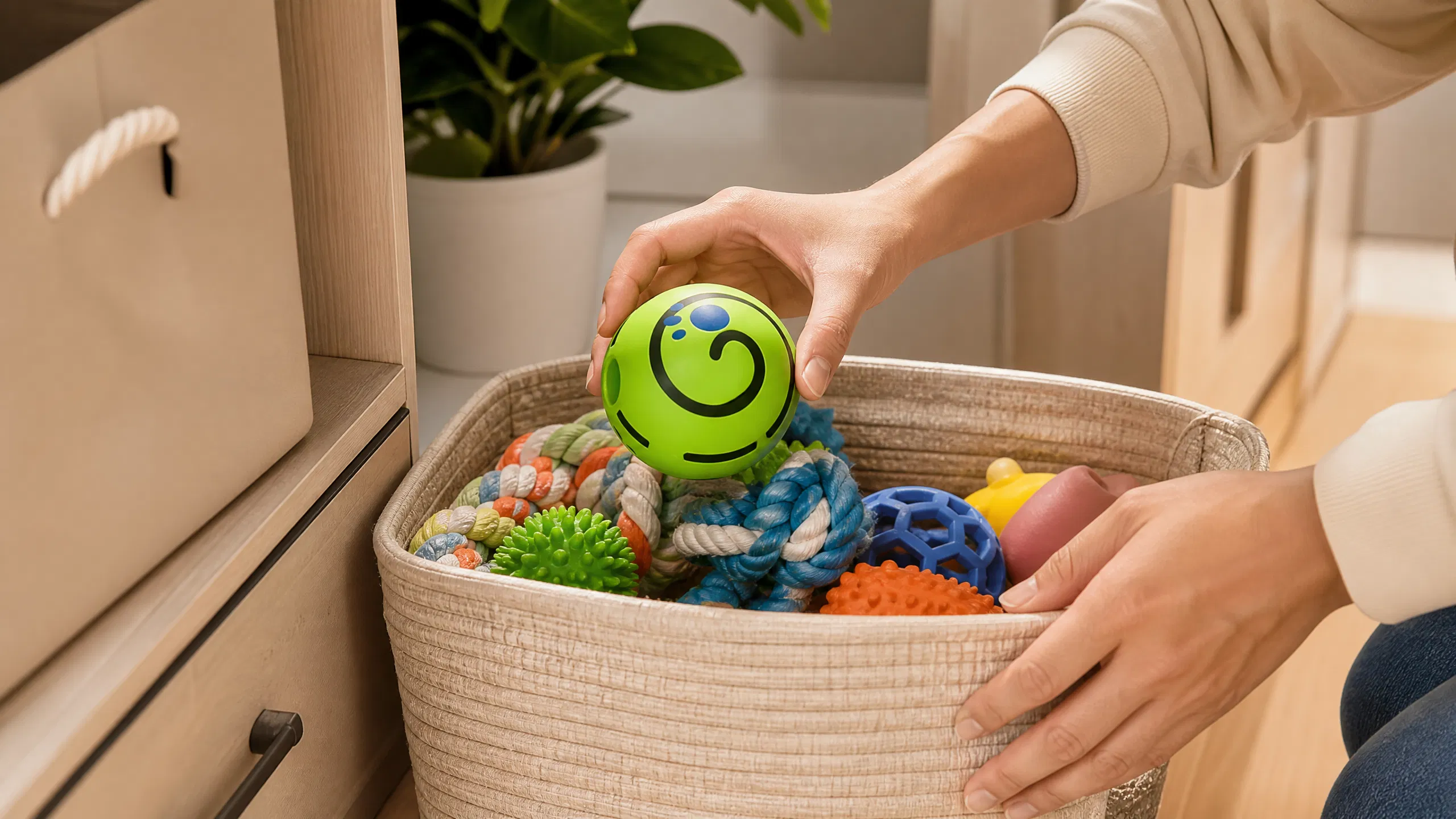 Durable Squeaky Rubber Ball for Dogs · Bedroom Cozy Play · GuardHound DOG