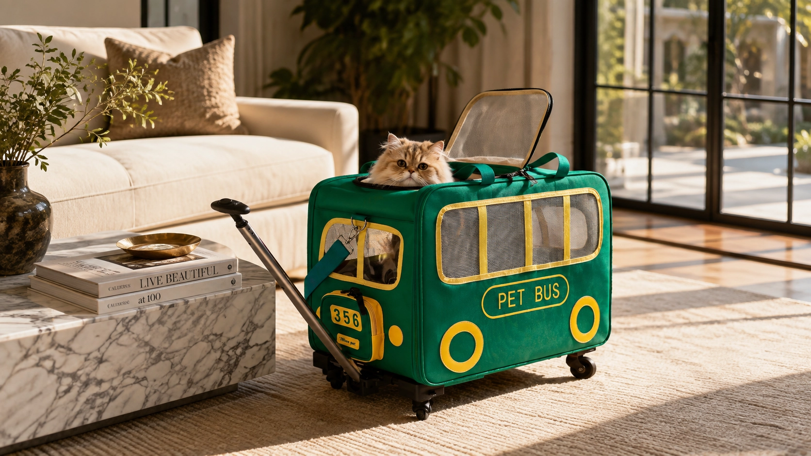 Dual Compartment Pet Roller Carrier · Afternoon Lounge · GuardLynx