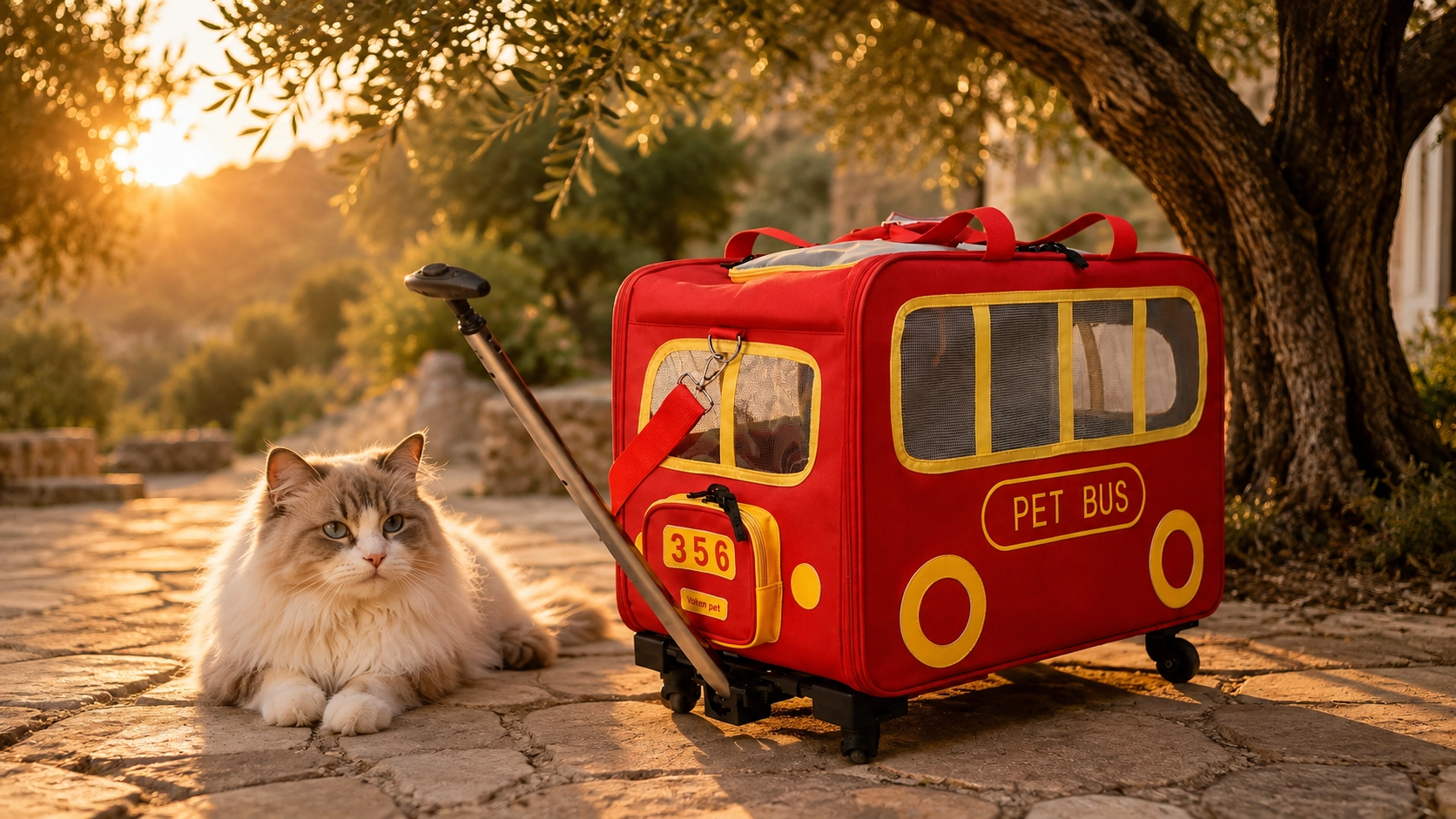 Dual Compartment Pet Roller Carrier · Evening Garden · GuardLynx