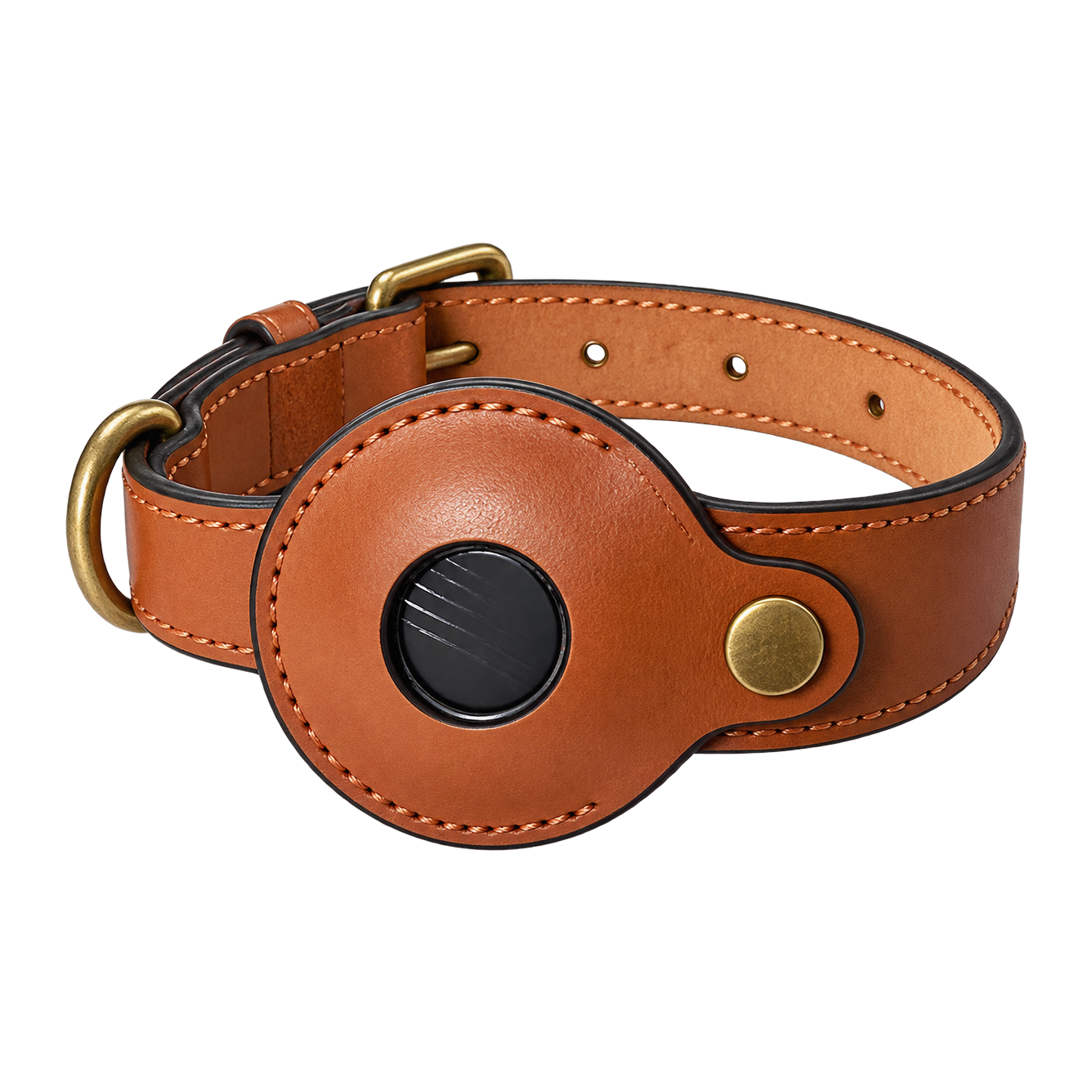 Premium Genuine Leather Air Tag Collar · Product image · GuardLynx