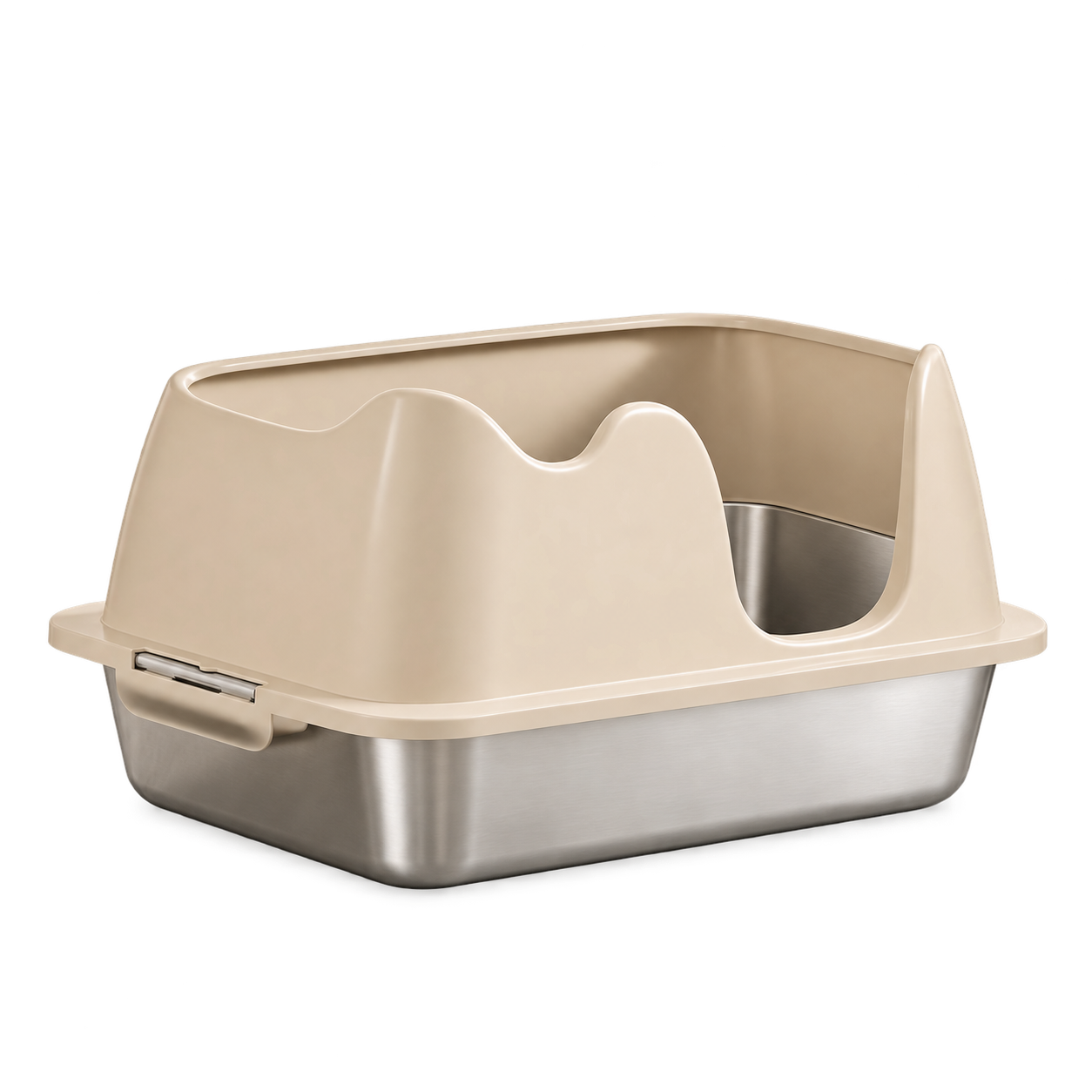 Stainless Steel Semi-Enclosed Cat Litter Box
