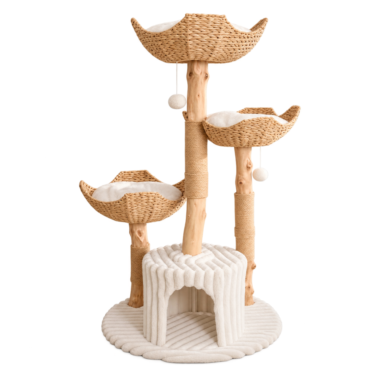 Rattan Cat Tree with Cozy Baskets · Product image · GuardLynx