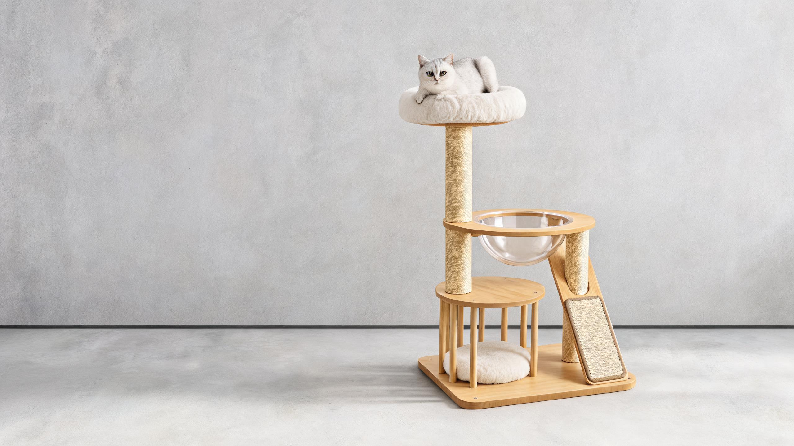 Wooden Cat Tree with Transparent Capsule · Detail image 1 · GuardLynx