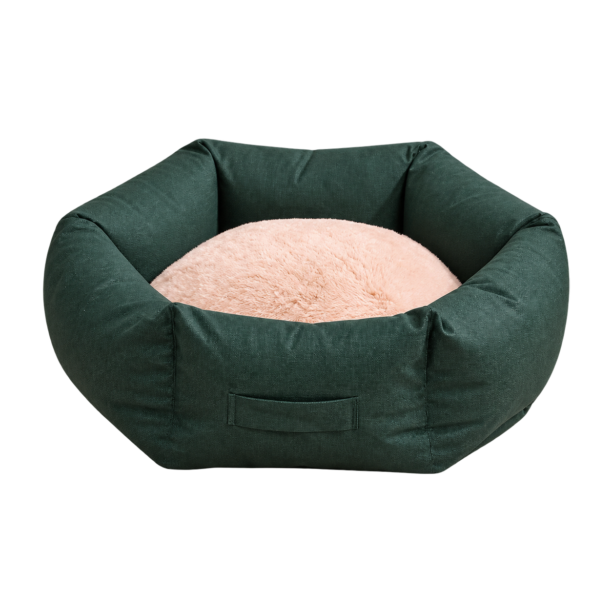 Deep Green Round Pet Bed with Removable Cover