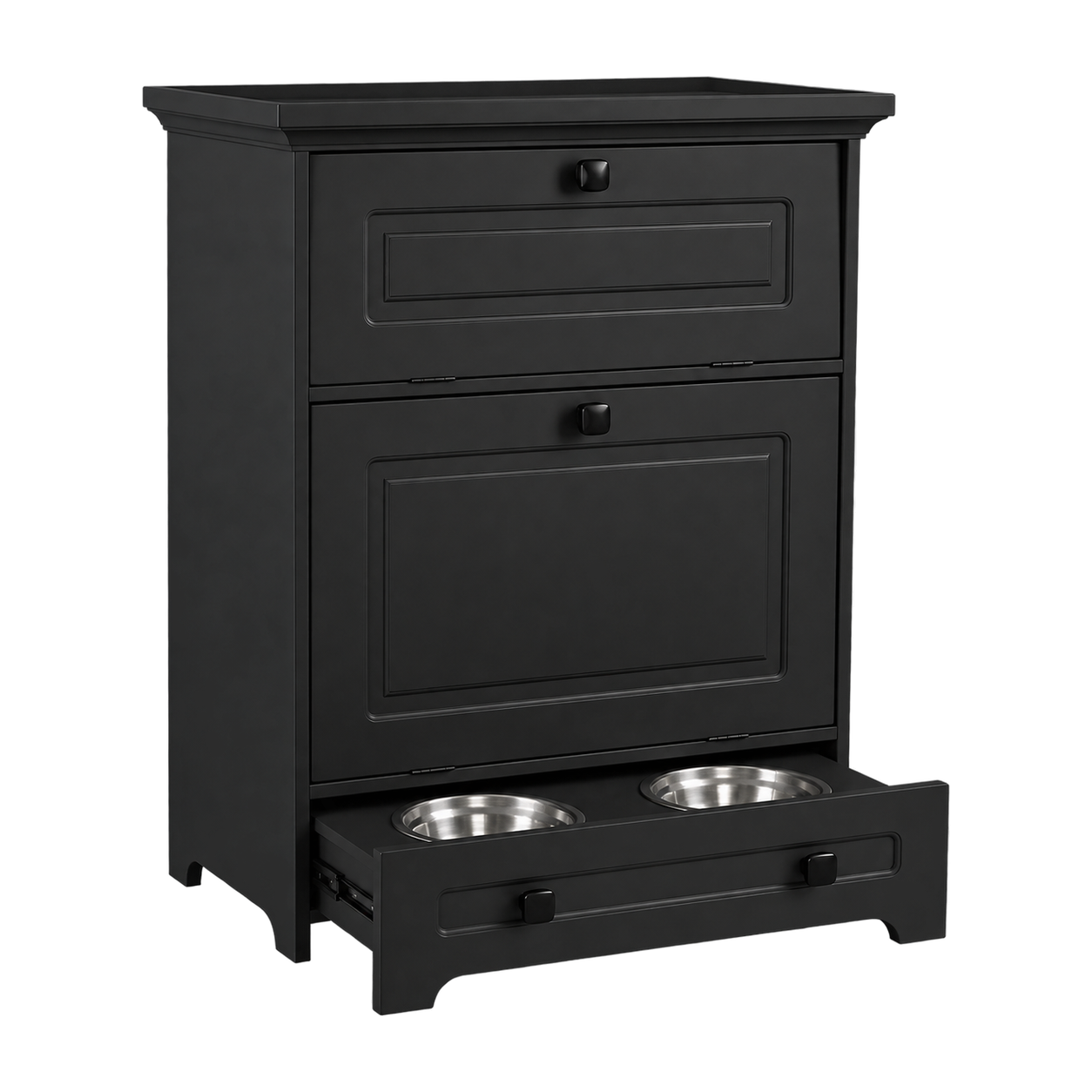 Pet Bowl Pull-Out Wooden Storage Cabinet
