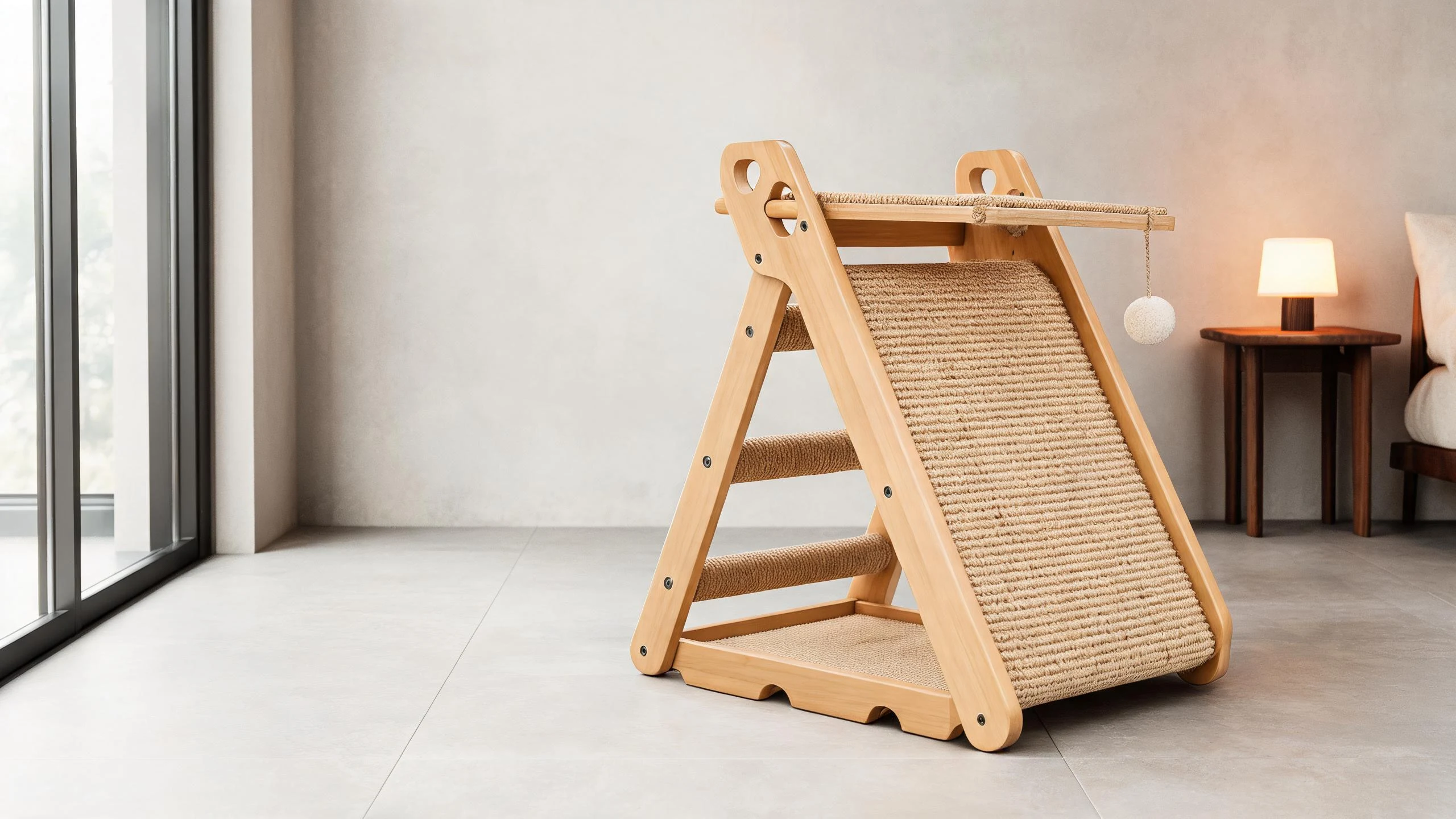 Wooden Cat Scratcher Climbing Stand · GuardLynx